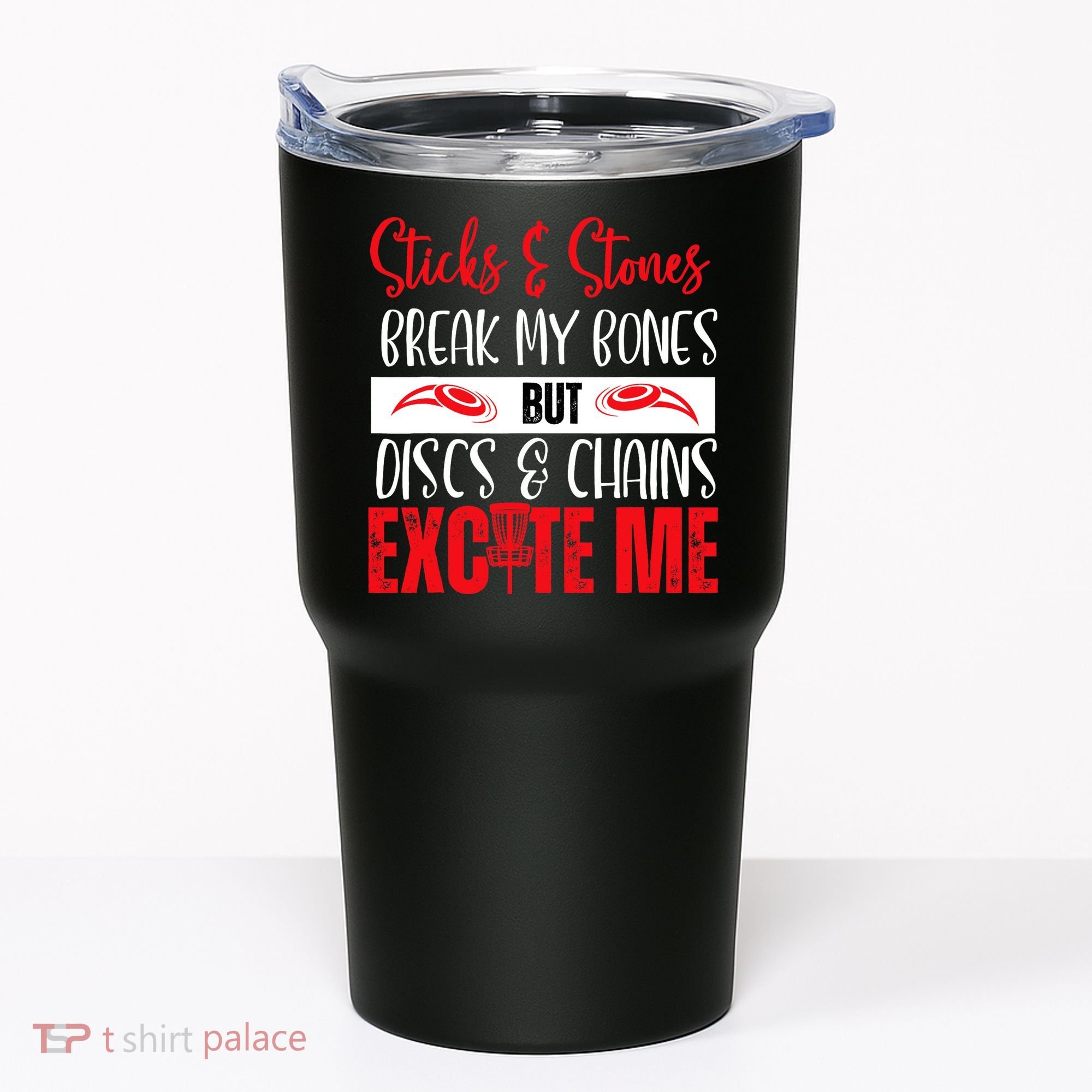 Disc Golf Funny Discs & Chains Excite Me Red Tumbler