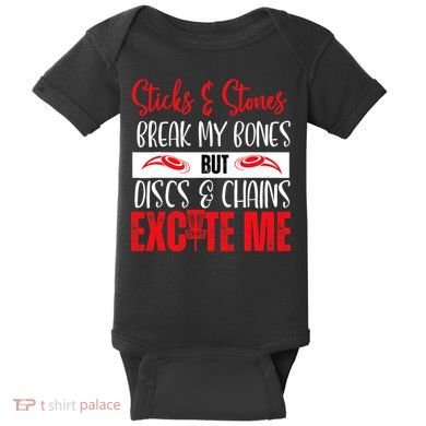 Disc Golf Funny Discs & Chains Excite Me Red Baby Bodysuit
