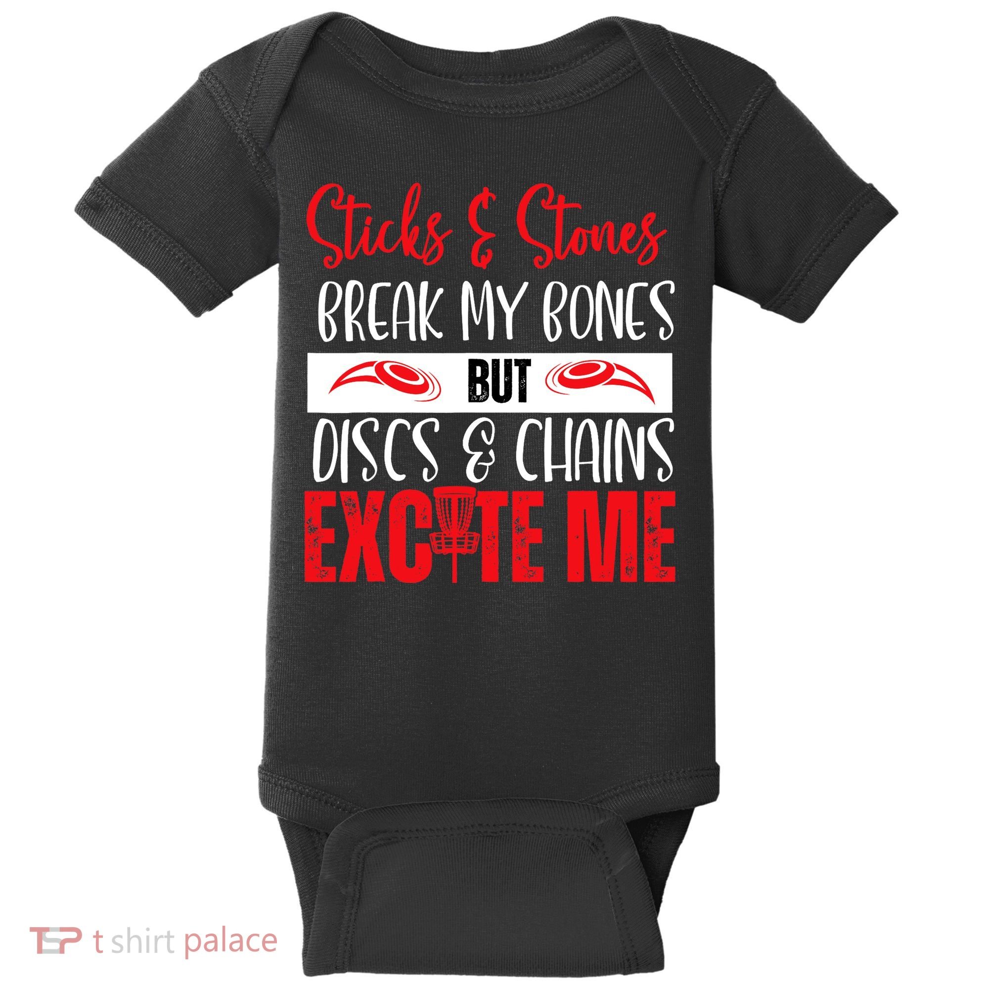 Disc Golf Funny Discs & Chains Excite Me Red Baby Bodysuit