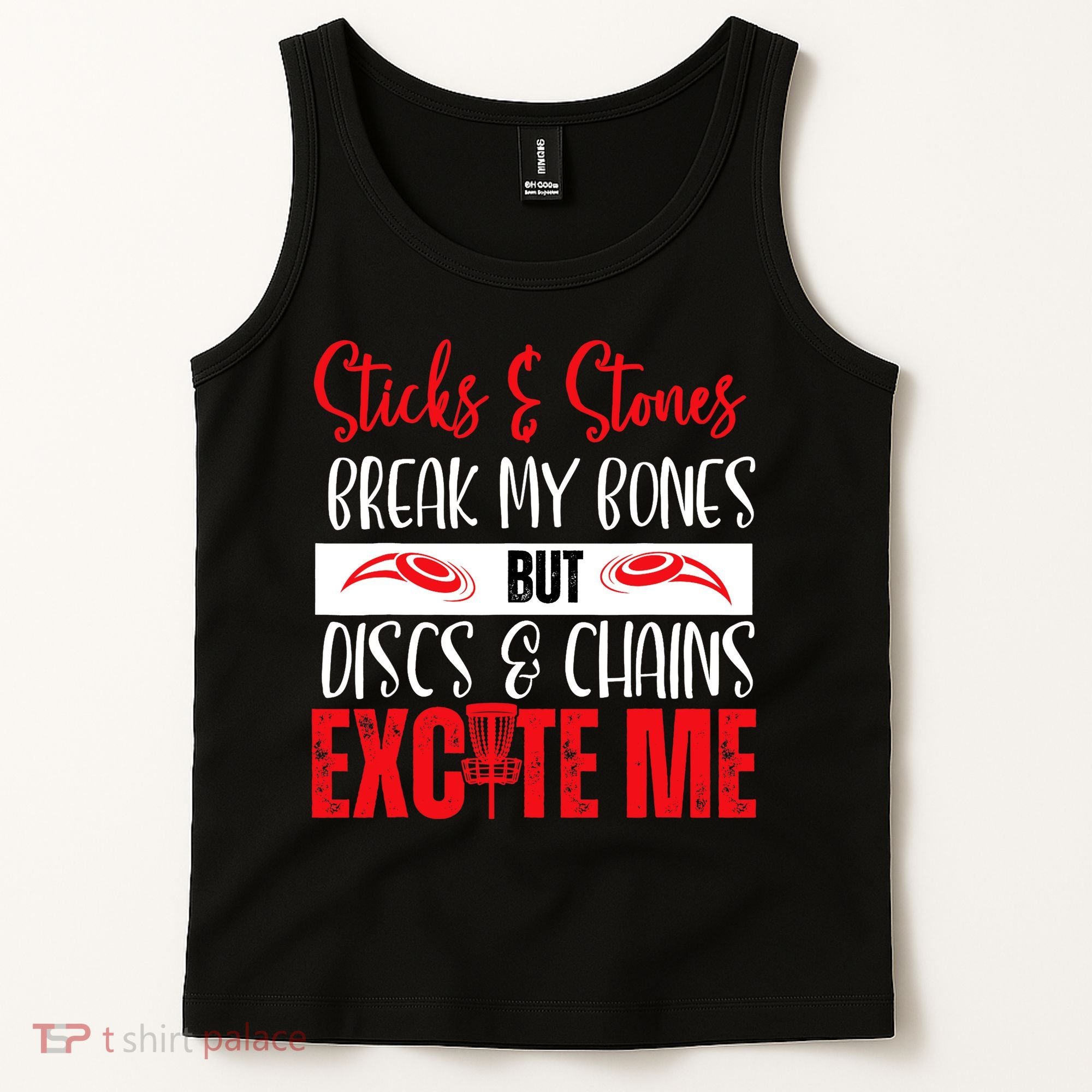 Disc Golf Funny Discs & Chains Excite Me Red Tank Top