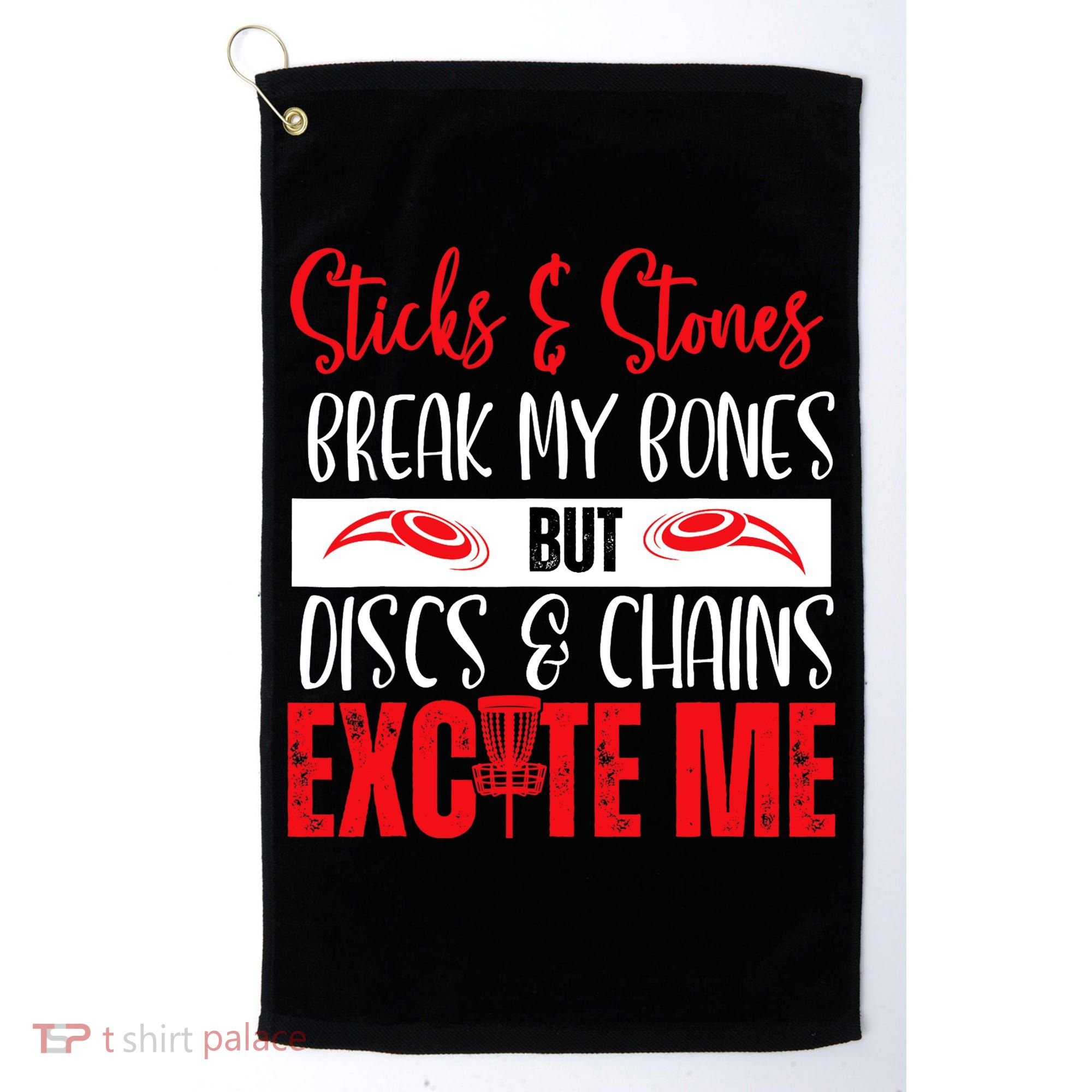 Disc Golf Funny Discs & Chains Excite Me Red Golf Towel