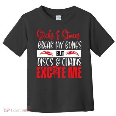 Disc Golf Funny Discs & Chains Excite Me Red Toddler T-Shirt