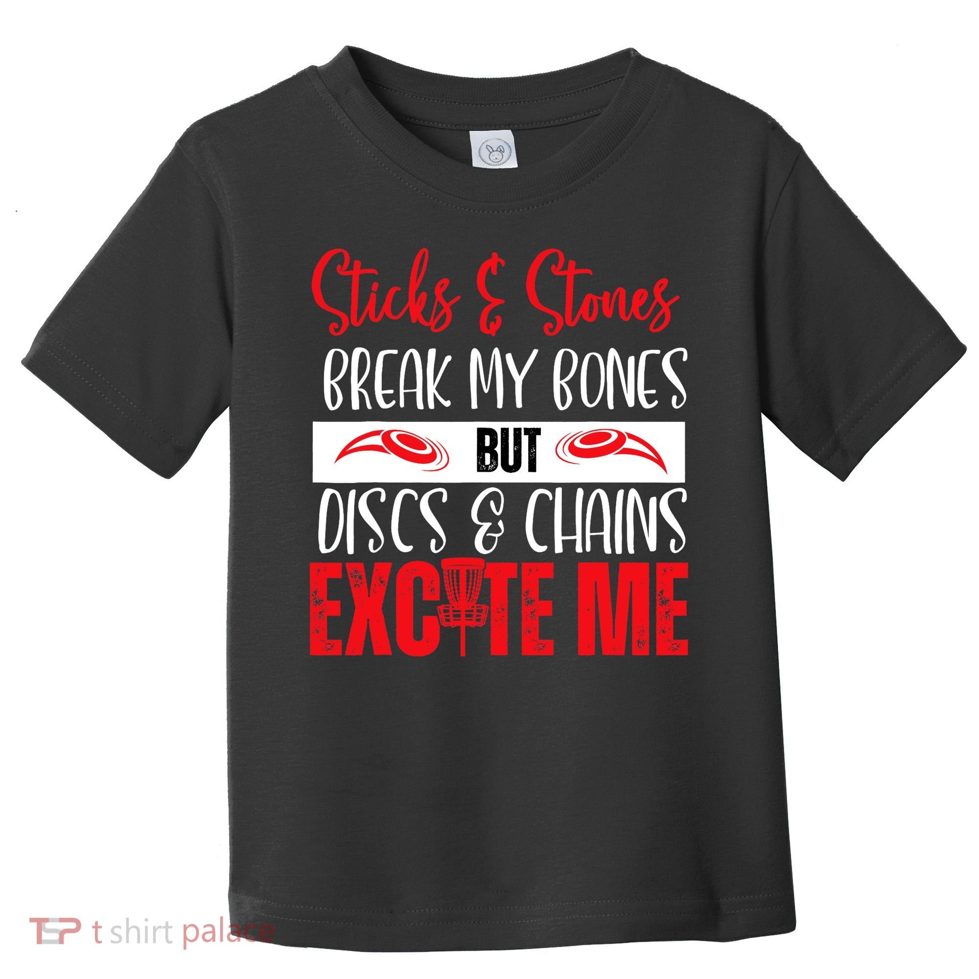 Disc Golf Funny Discs & Chains Excite Me Red Toddler T-Shirt