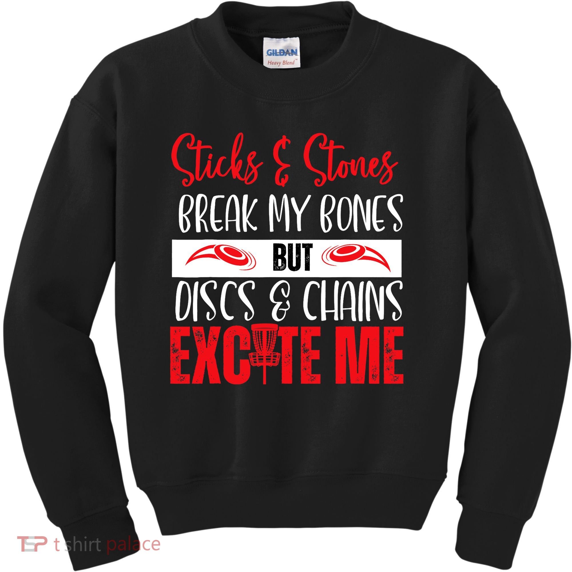 Disc Golf Funny Discs & Chains Excite Me Red Kids Sweatshirt