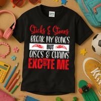 Disc Golf Funny Discs & Chains Excite Me Red Kids T-Shirt thumb 3