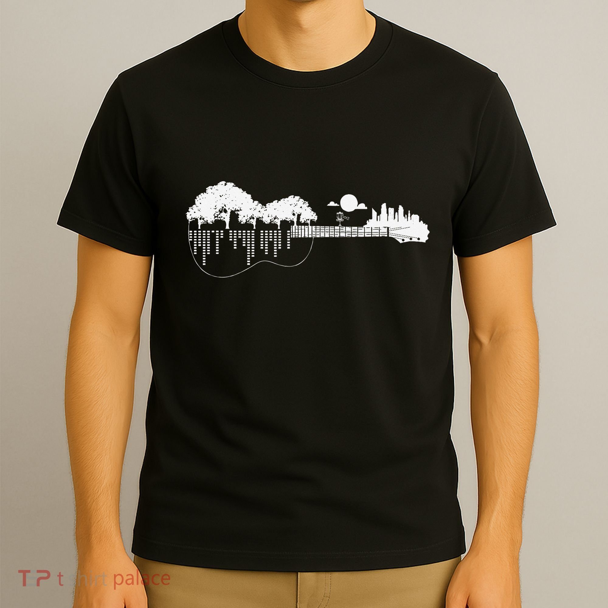 Disc Golf Flying Disc Disc Golf Sunset Guitar T-Shirt