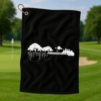 Disc Golf Flying Disc Disc Golf Sunset Guitar Golf Towel thumb 1