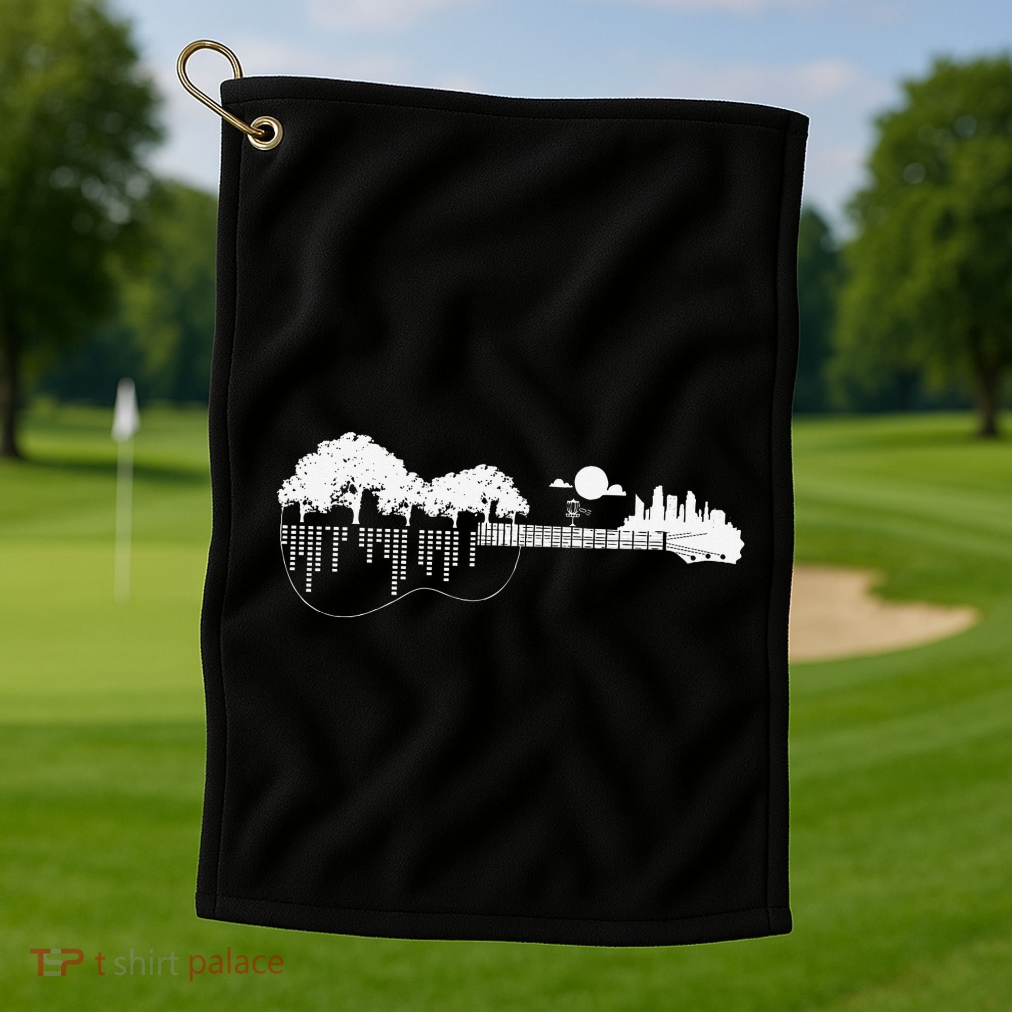 Disc Golf Flying Disc Disc Golf Sunset Guitar Golf Towel