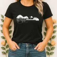 Disc Golf Flying Disc Disc Golf Sunset Guitar Women's T-Shirt thumb 2