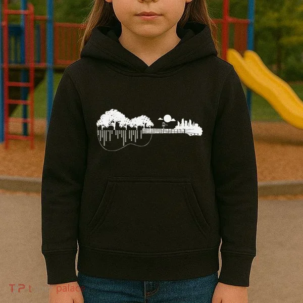 Disc Golf Flying Disc Disc Golf Sunset Guitar Kids Hoodie
