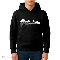 Disc Golf Flying Disc Disc Golf Sunset Guitar Kids Hoodie thumb 4