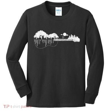Disc Golf Flying Disc Disc Golf Sunset Guitar Kids Long Sleeve Shirt