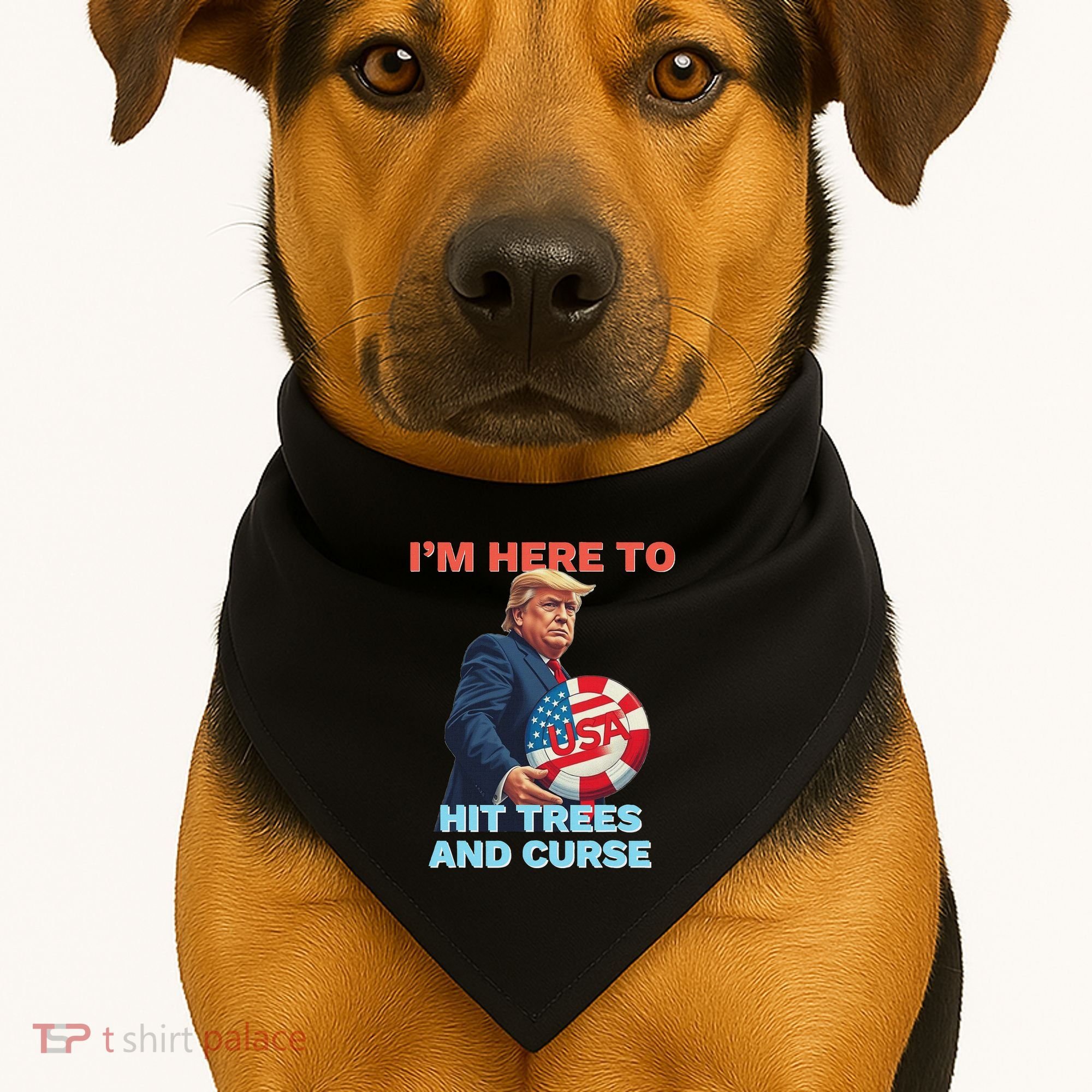 Disc Golf Funny Hit Trees And Curse Retro Disc Golf USA-Made Doggie Bandana