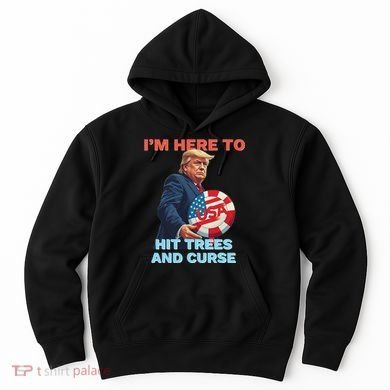 Disc Golf Funny Hit Trees And Curse Retro Disc Golf Hoodie