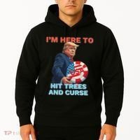 Disc Golf Funny Hit Trees And Curse Retro Disc Golf Hoodie thumb 2