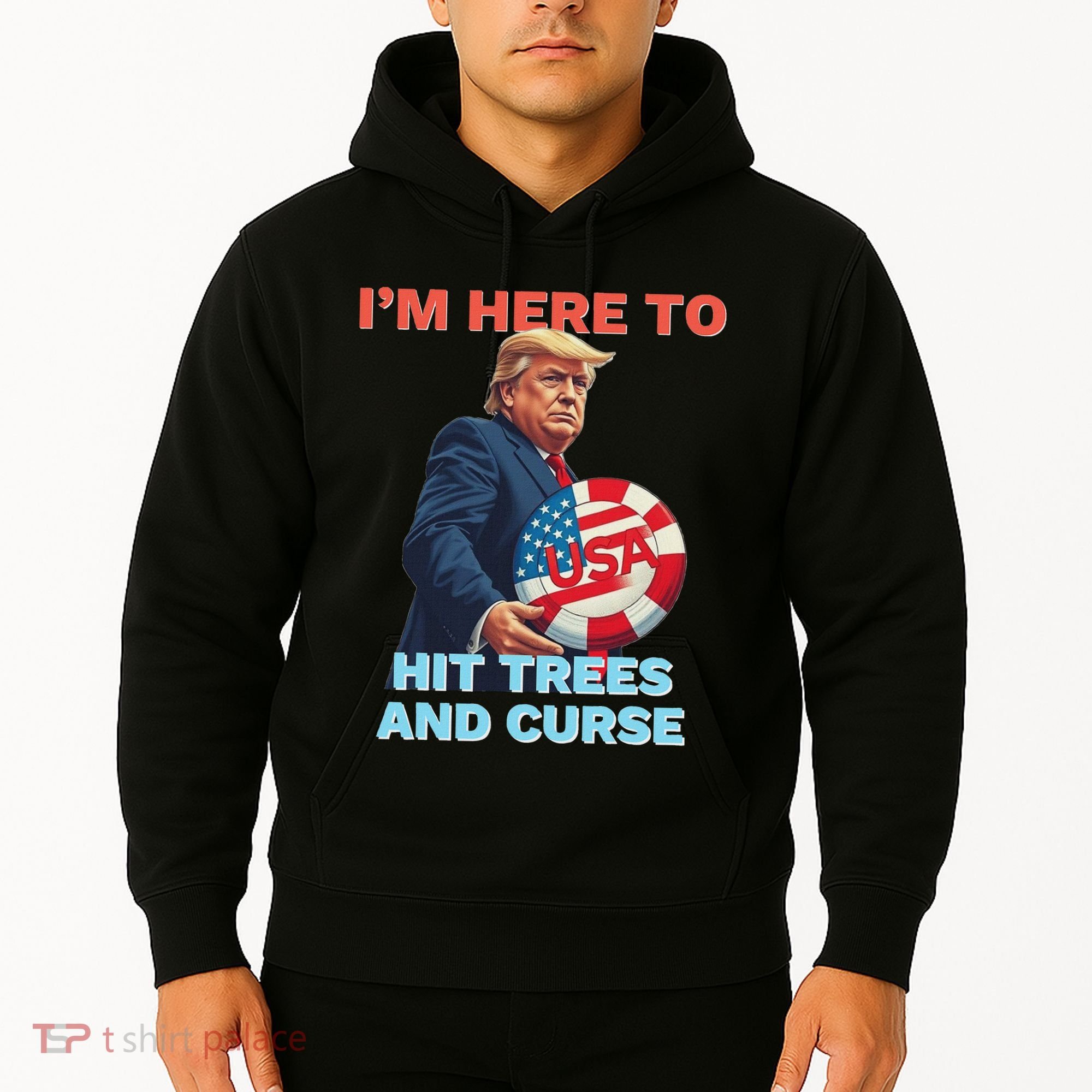 Disc Golf Funny Hit Trees And Curse Retro Disc Golf Hoodie
