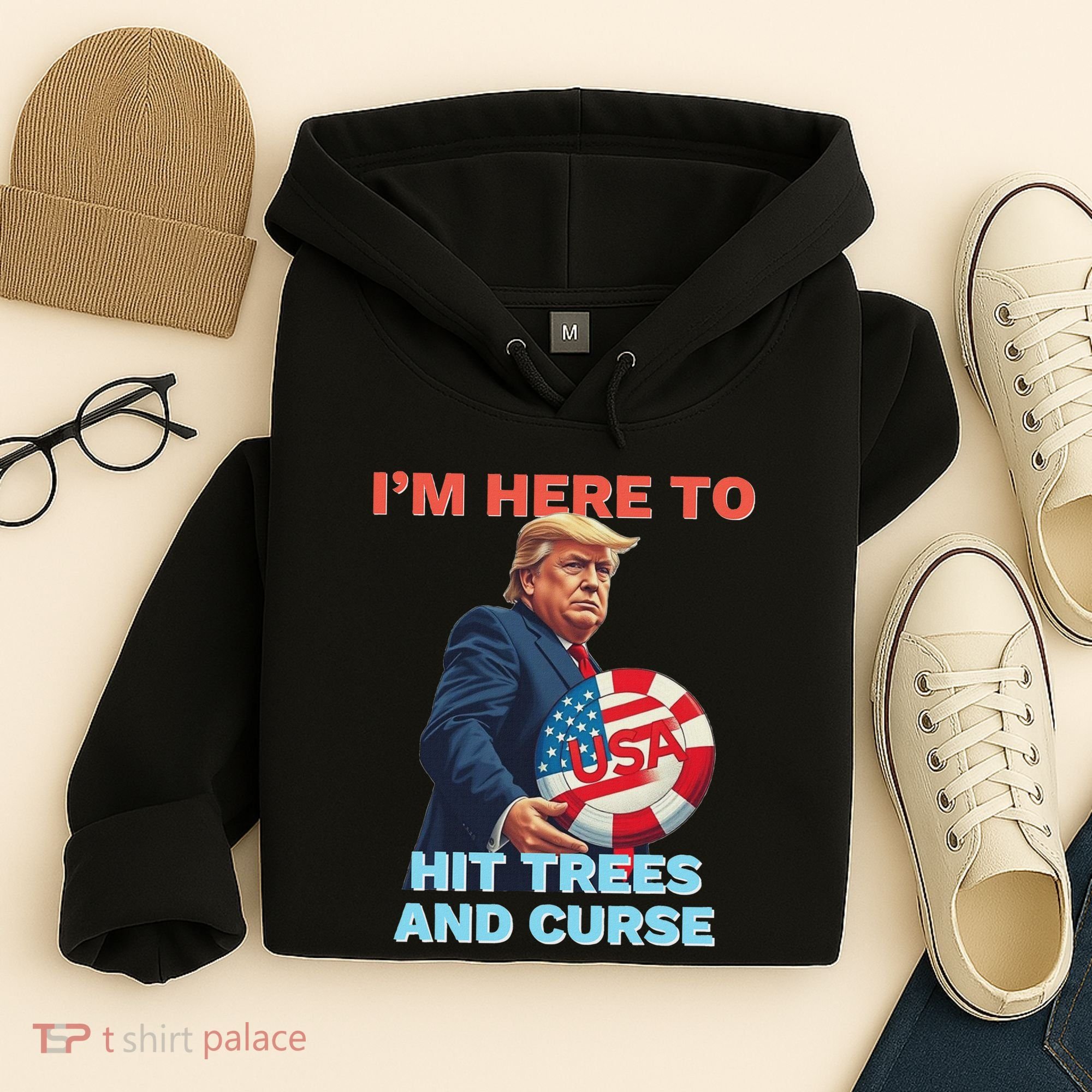 Disc Golf Funny Hit Trees And Curse Retro Disc Golf Hoodie