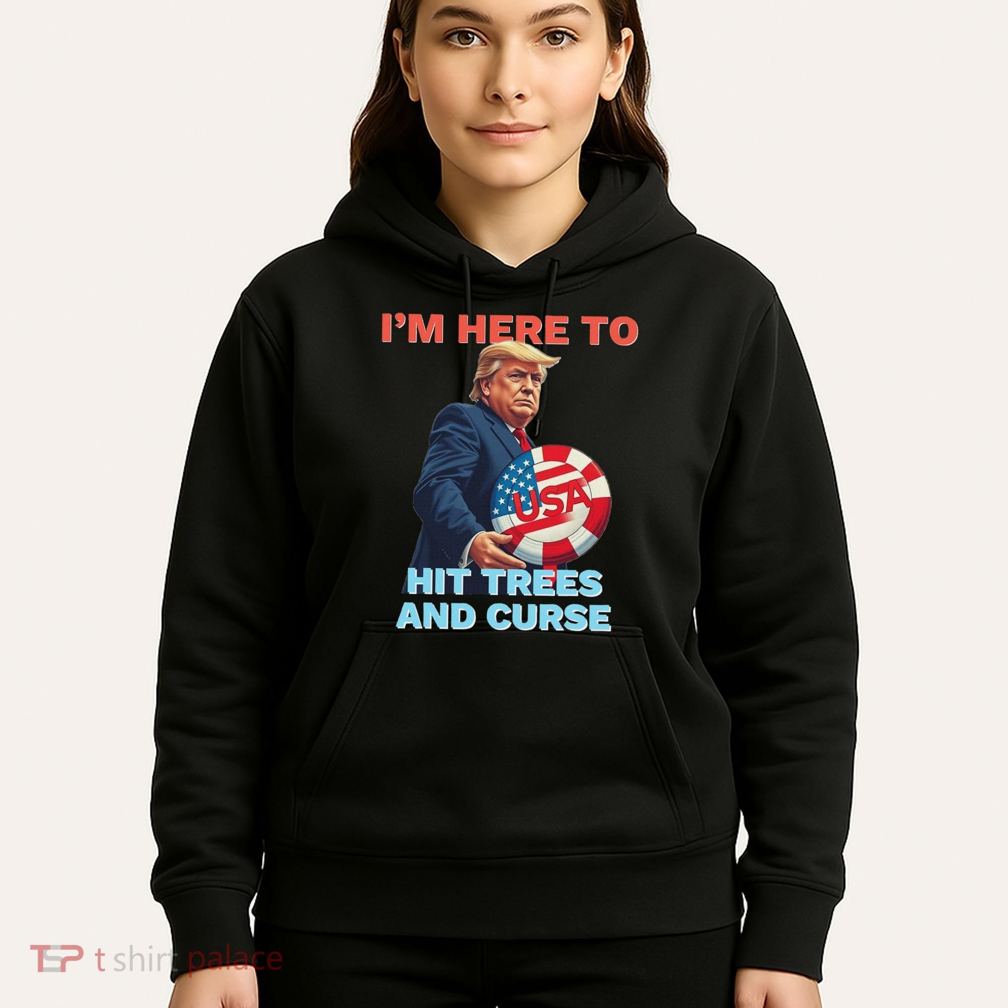 Disc Golf Funny Hit Trees And Curse Retro Disc Golf Hoodie