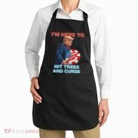 Disc Golf Funny Hit Trees And Curse Retro Disc Golf Apron thumb 2