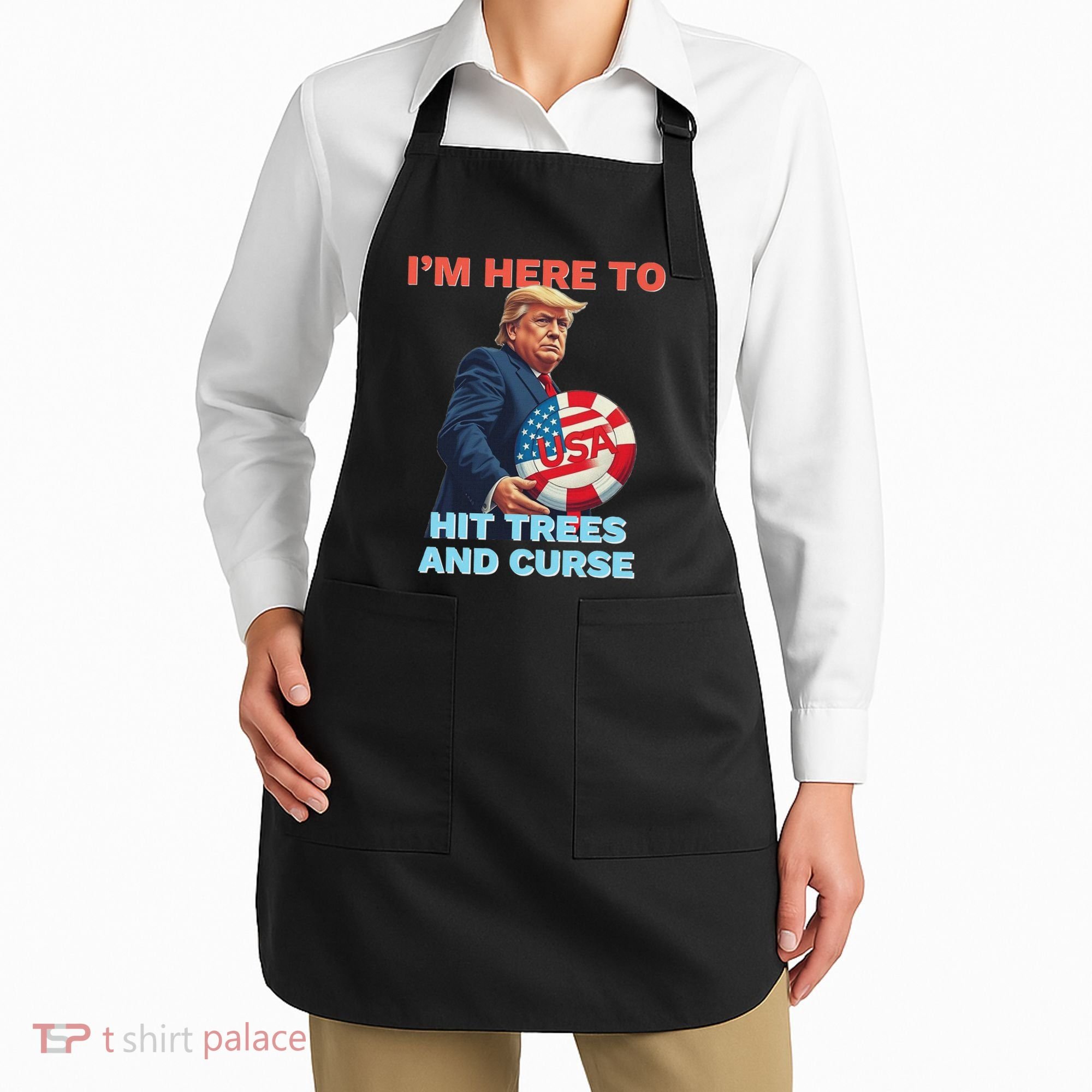 Disc Golf Funny Hit Trees And Curse Retro Disc Golf Apron