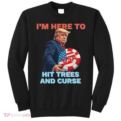 Disc Golf Funny Hit Trees And Curse Retro Disc Golf Sweatshirt