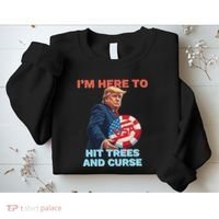 Disc Golf Funny Hit Trees And Curse Retro Disc Golf Sweatshirt thumb 2