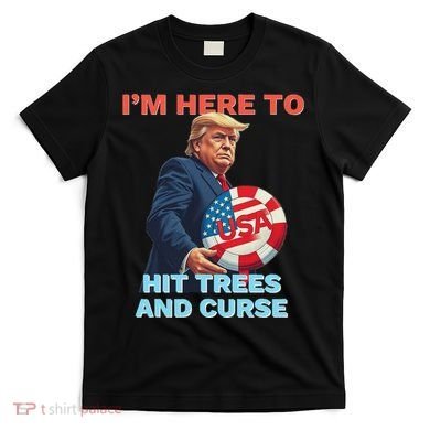 Disc Golf Funny Hit Trees And Curse Retro Disc Golf T-Shirt