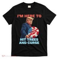 Disc Golf Funny Hit Trees And Curse Retro Disc Golf T-Shirt thumb 0