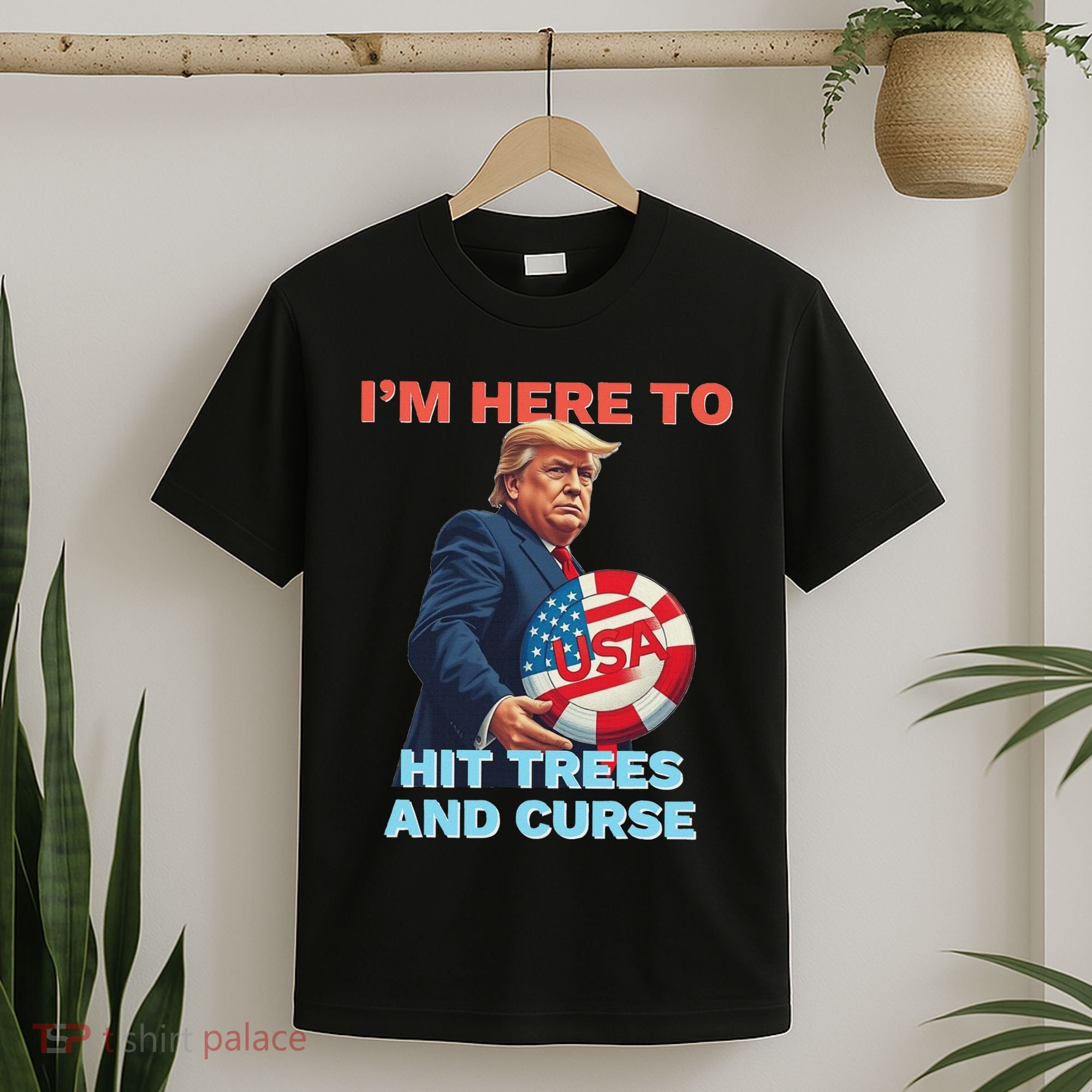 Disc Golf Funny Hit Trees And Curse Retro Disc Golf T-Shirt