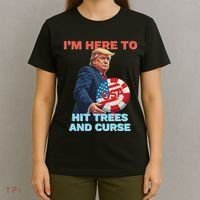 Disc Golf Funny Hit Trees And Curse Retro Disc Golf T-Shirt thumb 4