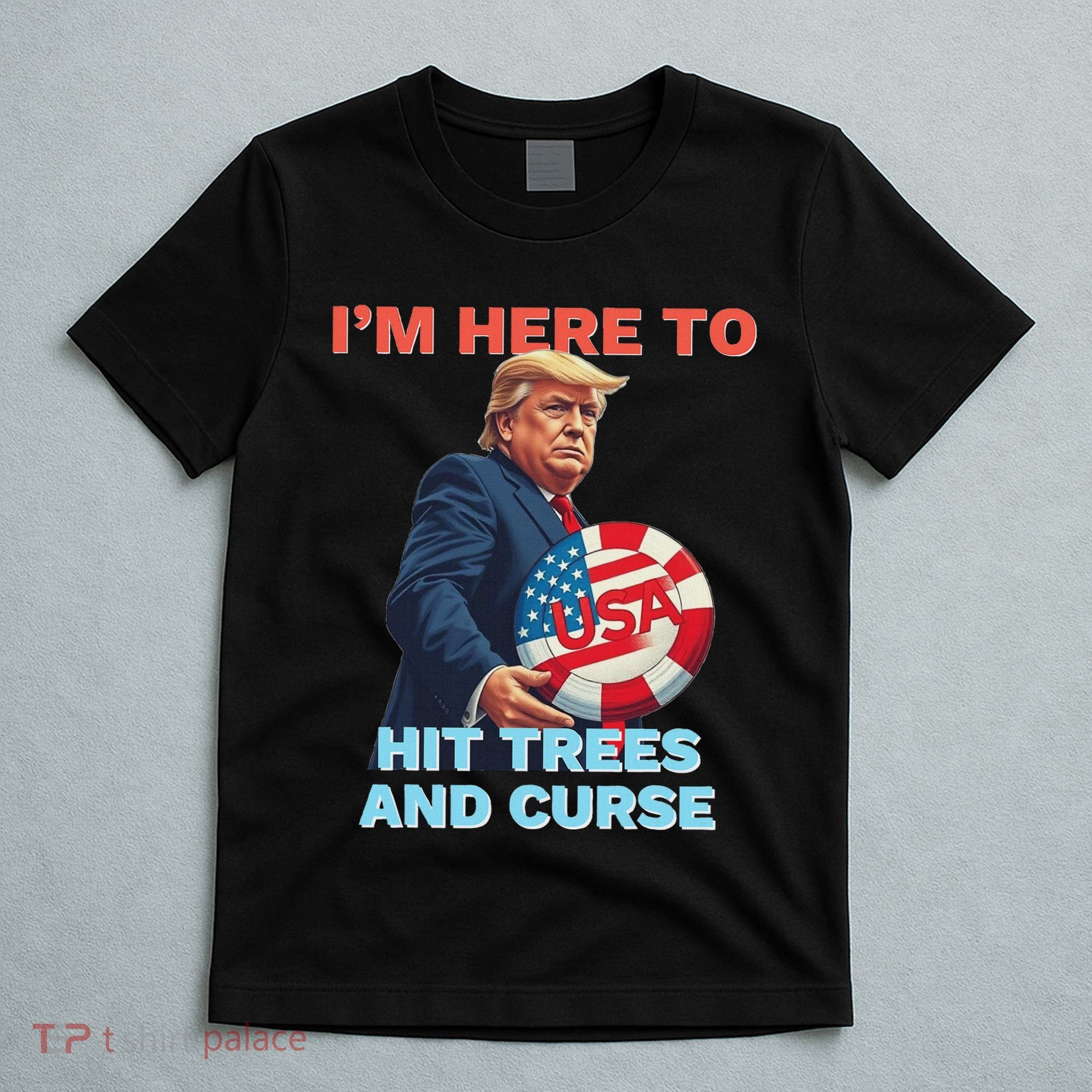 Disc Golf Funny Hit Trees And Curse Retro Disc Golf T-Shirt