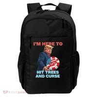 Disc Golf Funny Hit Trees And Curse Retro Disc Golf Backpack thumb 0