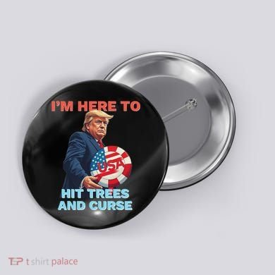Disc Golf Funny Hit Trees And Curse Retro Disc Golf Button