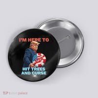 Disc Golf Funny Hit Trees And Curse Retro Disc Golf Button thumb 0