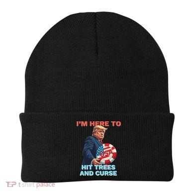 Disc Golf Funny Hit Trees And Curse Retro Disc Golf Beanie