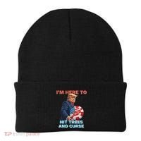 Disc Golf Funny Hit Trees And Curse Retro Disc Golf Beanie thumb 0