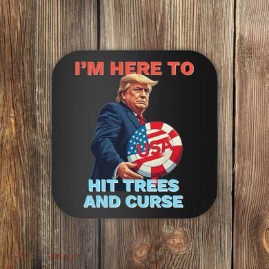 Disc Golf Funny Hit Trees And Curse Retro Disc Golf Coaster