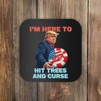 Disc Golf Funny Hit Trees And Curse Retro Disc Golf Coaster thumb 0