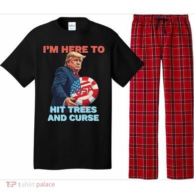 Disc Golf Funny Hit Trees And Curse Retro Disc Golf Pajama Set