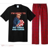 Disc Golf Funny Hit Trees And Curse Retro Disc Golf Pajama Set thumb 0