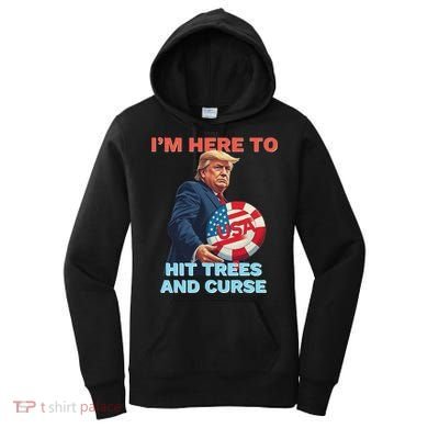 Disc Golf Funny Hit Trees And Curse Retro Disc Golf Women's Hoodie