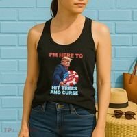 Disc Golf Funny Hit Trees And Curse Retro Disc Golf Women's Tank Top thumb 2
