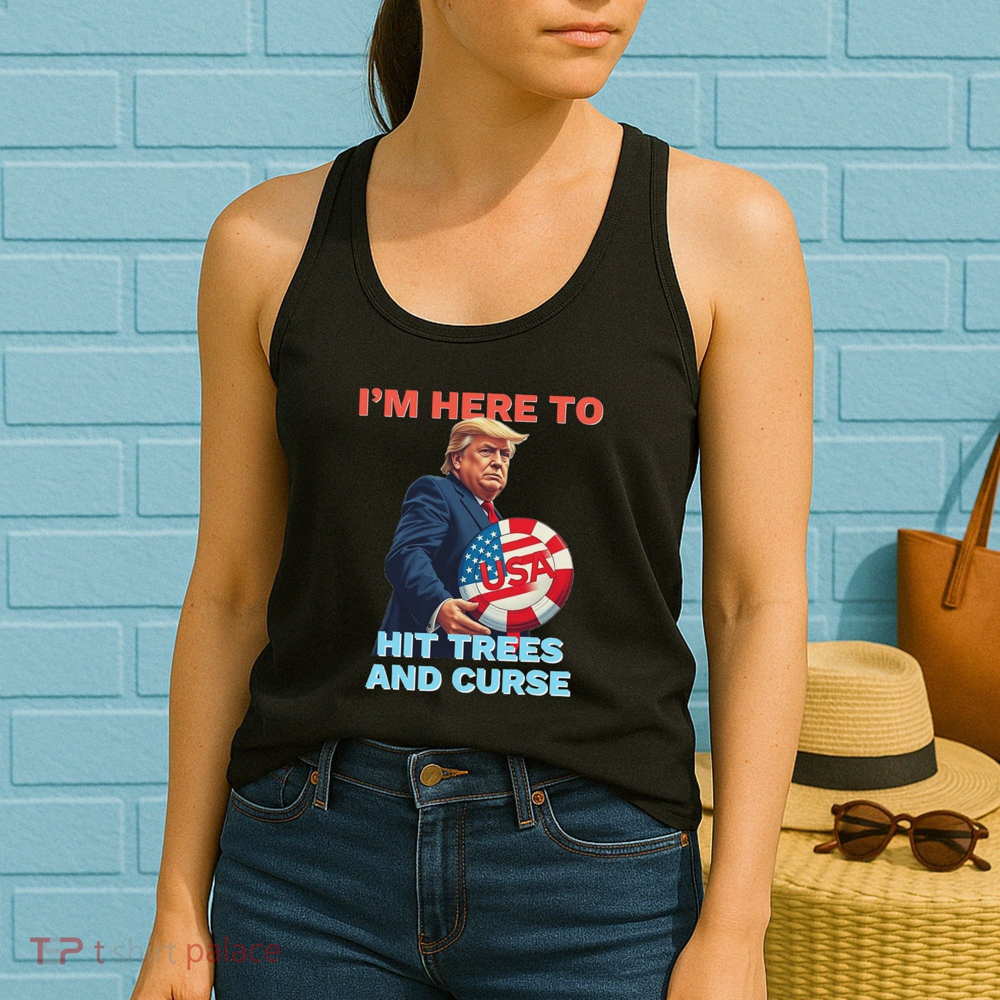 Disc Golf Funny Hit Trees And Curse Retro Disc Golf Women's Tank Top