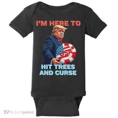 Disc Golf Funny Hit Trees And Curse Retro Disc Golf Baby Bodysuit