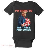 Disc Golf Funny Hit Trees And Curse Retro Disc Golf Baby Bodysuit thumb 0