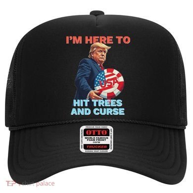 Disc Golf Funny Hit Trees And Curse Retro Disc Golf Hat