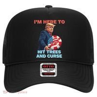 Disc Golf Funny Hit Trees And Curse Retro Disc Golf Hat thumb 0