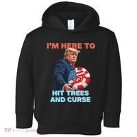 Disc Golf Funny Hit Trees And Curse Retro Disc Golf Toddler Hoodie thumb 0