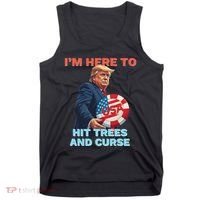Disc Golf Funny Hit Trees And Curse Retro Disc Golf Tank Top thumb 0