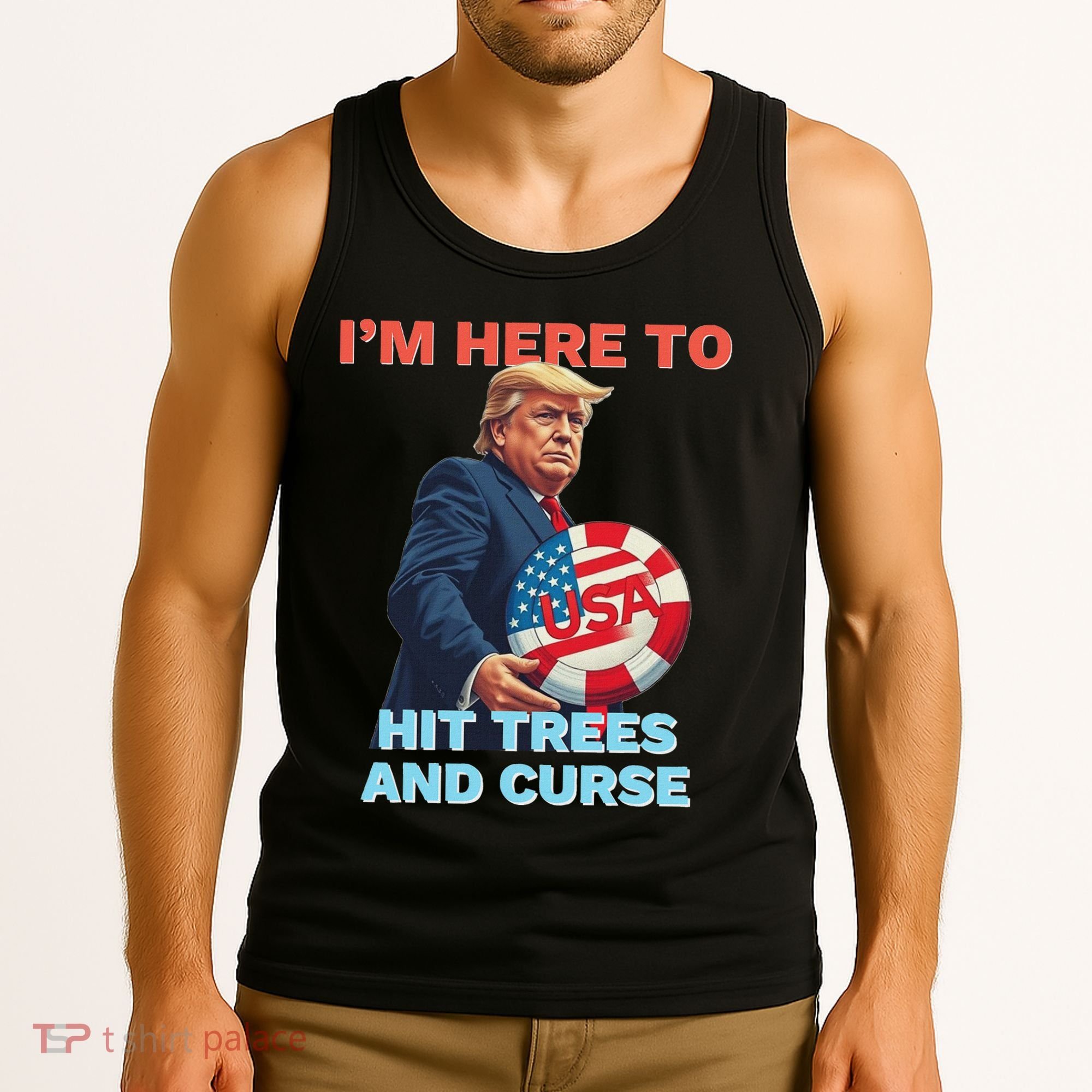 Disc Golf Funny Hit Trees And Curse Retro Disc Golf Tank Top